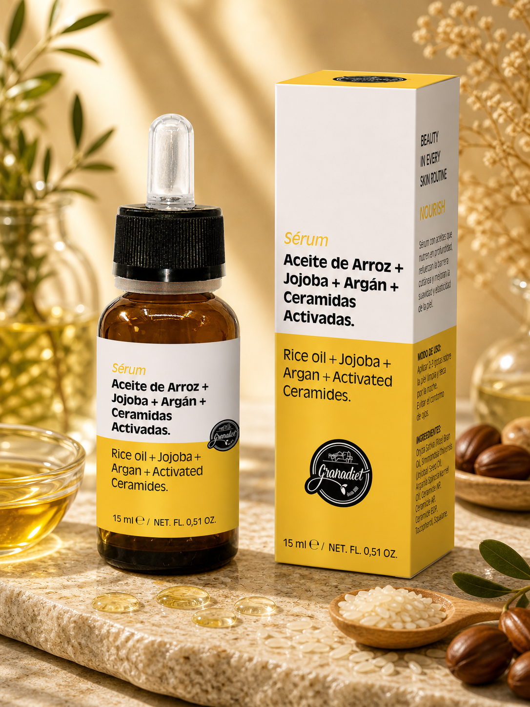 Sérum Nutrir Arroz+Jojoba+Argan+Ceramidas 15 ML